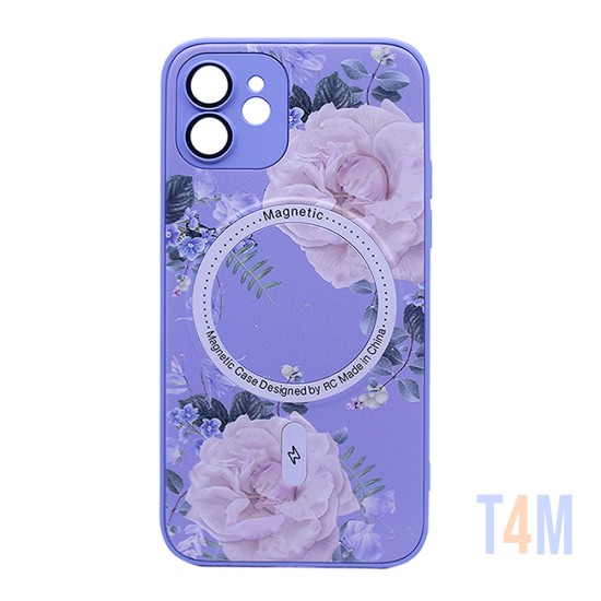 Capa Magnética com Desenho de Flores para Apple iPhone 11 Roxo